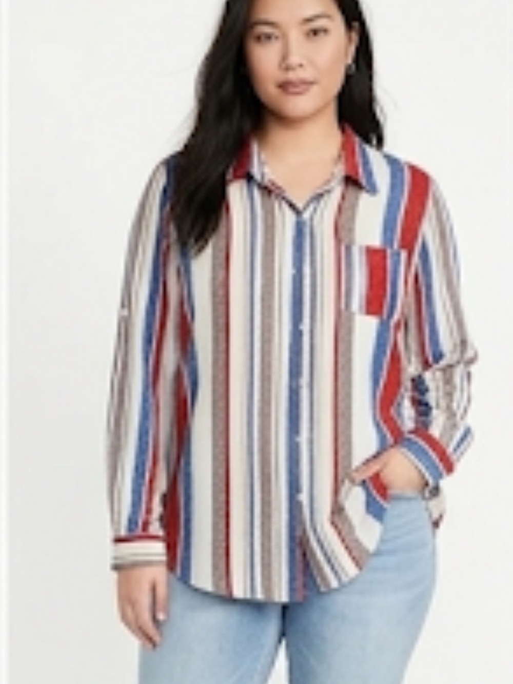 Zanzea collection long sleeve button down striped asymmetrical hem shirt…